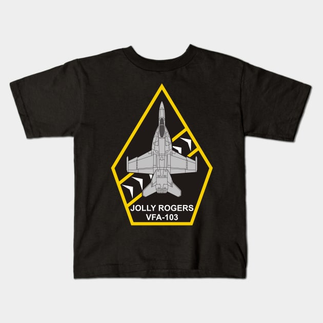 VFA-103 Jolly Rogers - F/A-18 Kids T-Shirt by MBK